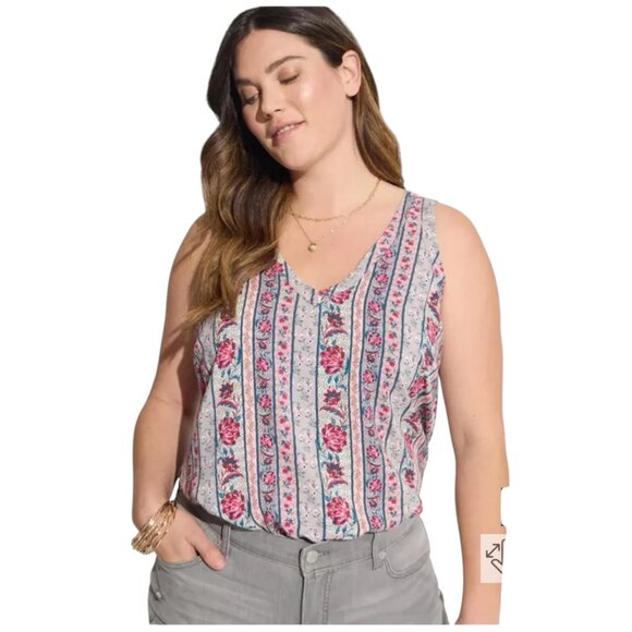 Torrid Challis Stitch Detail Tank Top - Picture 1 of 8